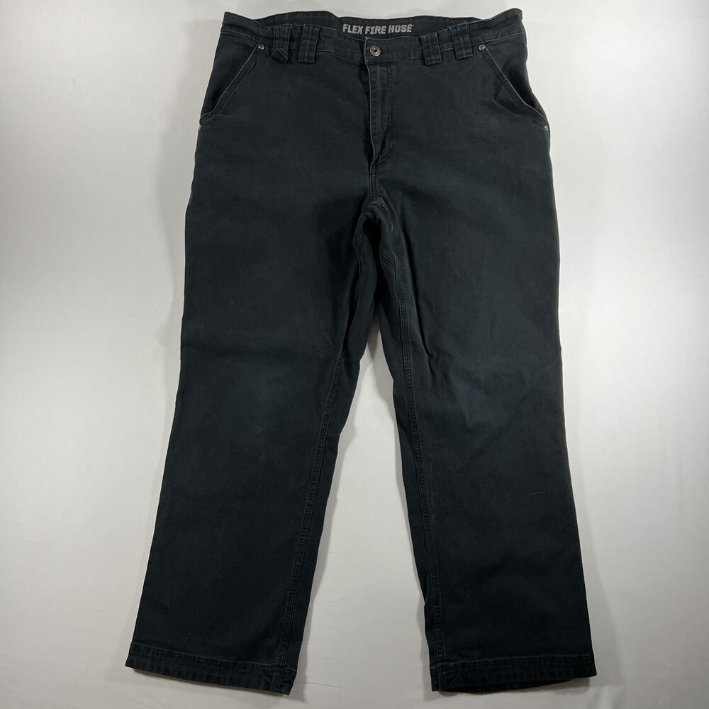 Duluth Trading Co Flex Fire Hose Work Pants Mens 40x30 Black Straight Fit